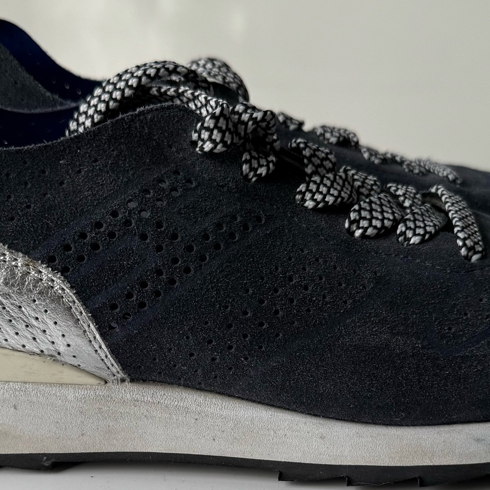Hogan Women's Navy Suede Sneakers with Silver Detailing